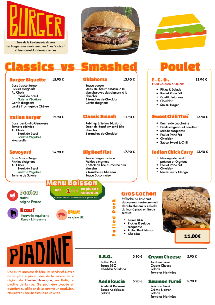 La carte des Burgers -Munch - Fromage du restaurant Munch Lab (Pizza, Burger, Vin, Bière, Afterwork) près du Futuroscope à Chasseneuil-du-Poitou