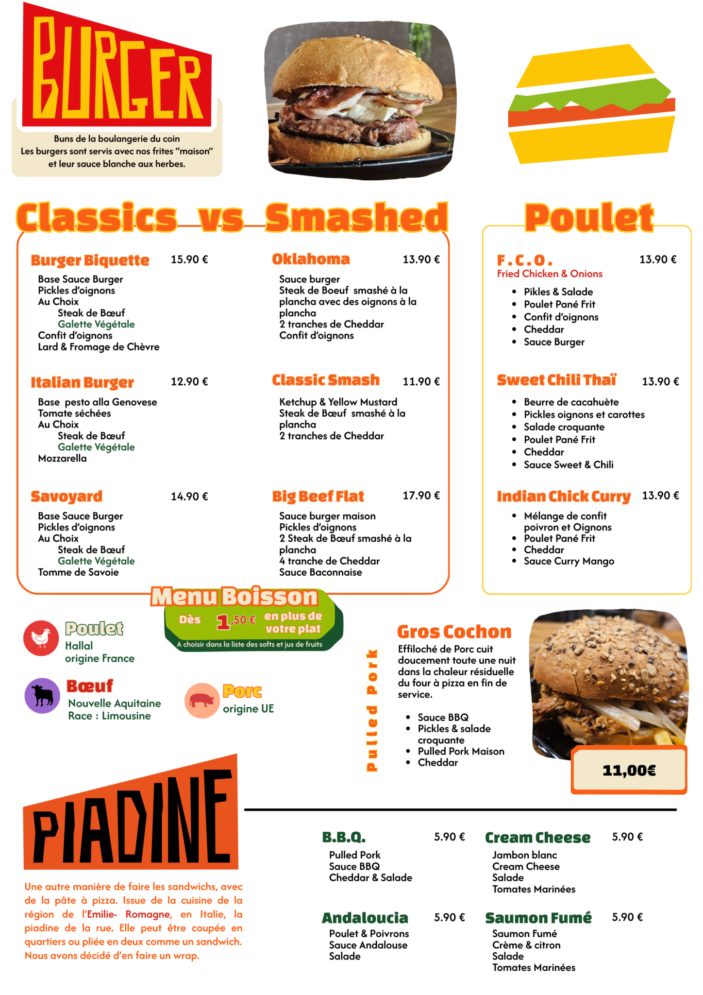 La carte des Burgers -Munch - Fromage du restaurant Munch Lab (Pizza, Burger, Vin, Bière, Afterwork) près du Futuroscope à Chasseneuil-du-Poitou